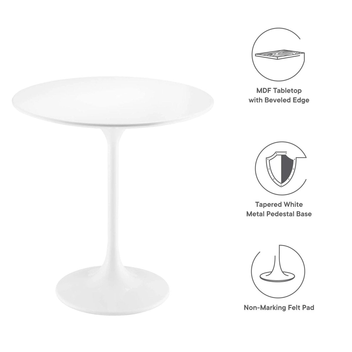 Round High Gloss Side Table with Pedestal Base – 20 Inch - End & Side Tables available at Alpine Outlets in Denver
