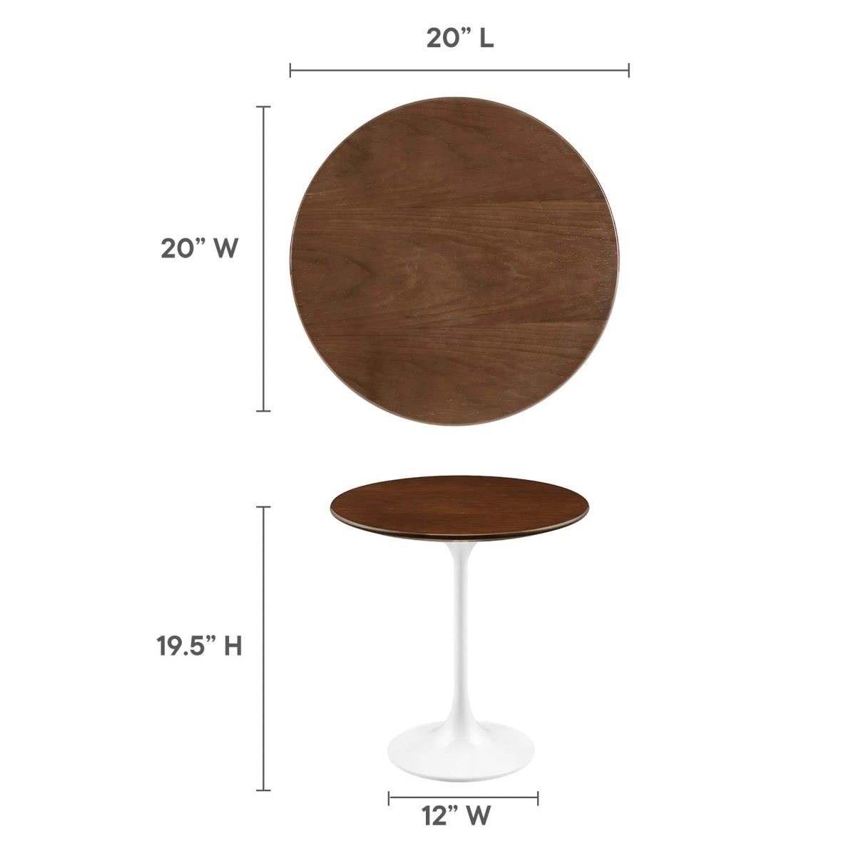 Round High Gloss Side Table with Pedestal Base – 20 Inch - End & Side Tables available at Alpine Outlets in Denver