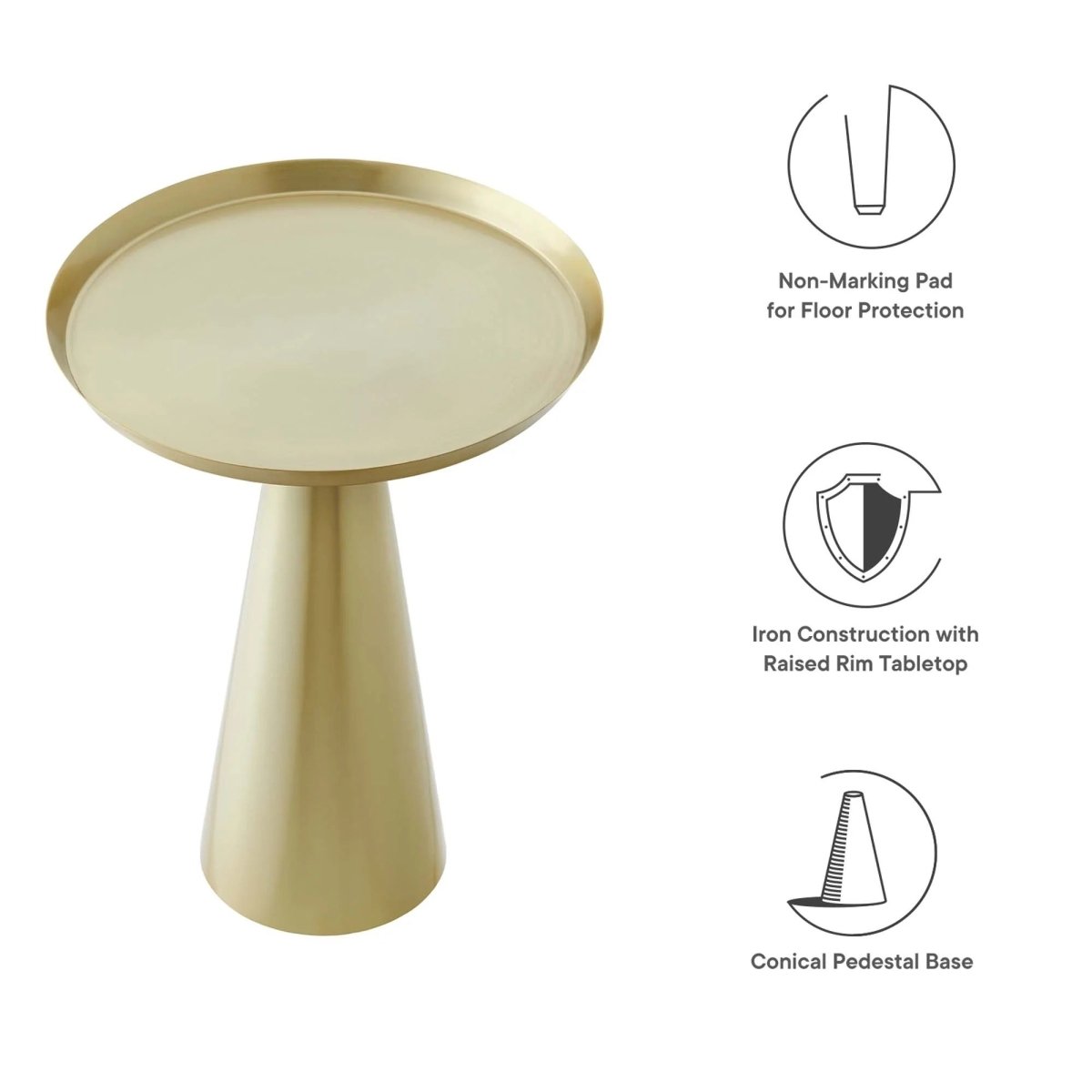 Round Iron Side Table with Raised Rim – 16 Inch - End & Side Tables available at Alpine Outlets in Denver