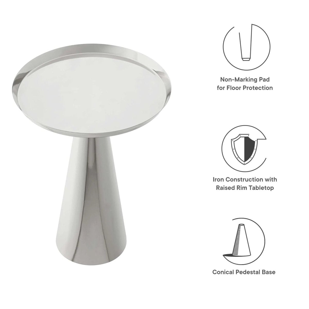 Round Iron Side Table with Raised Rim – 16 Inch - End & Side Tables available at Alpine Outlets in Denver