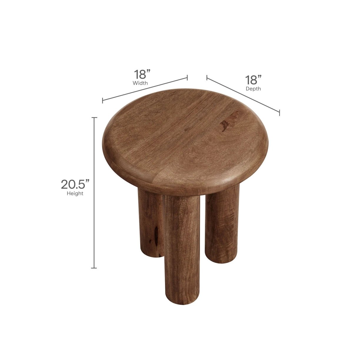 Round Mango Wood Side Table 3 Leg Design – 18 Inch - End & Side Tables available at Alpine Outlets in Denver