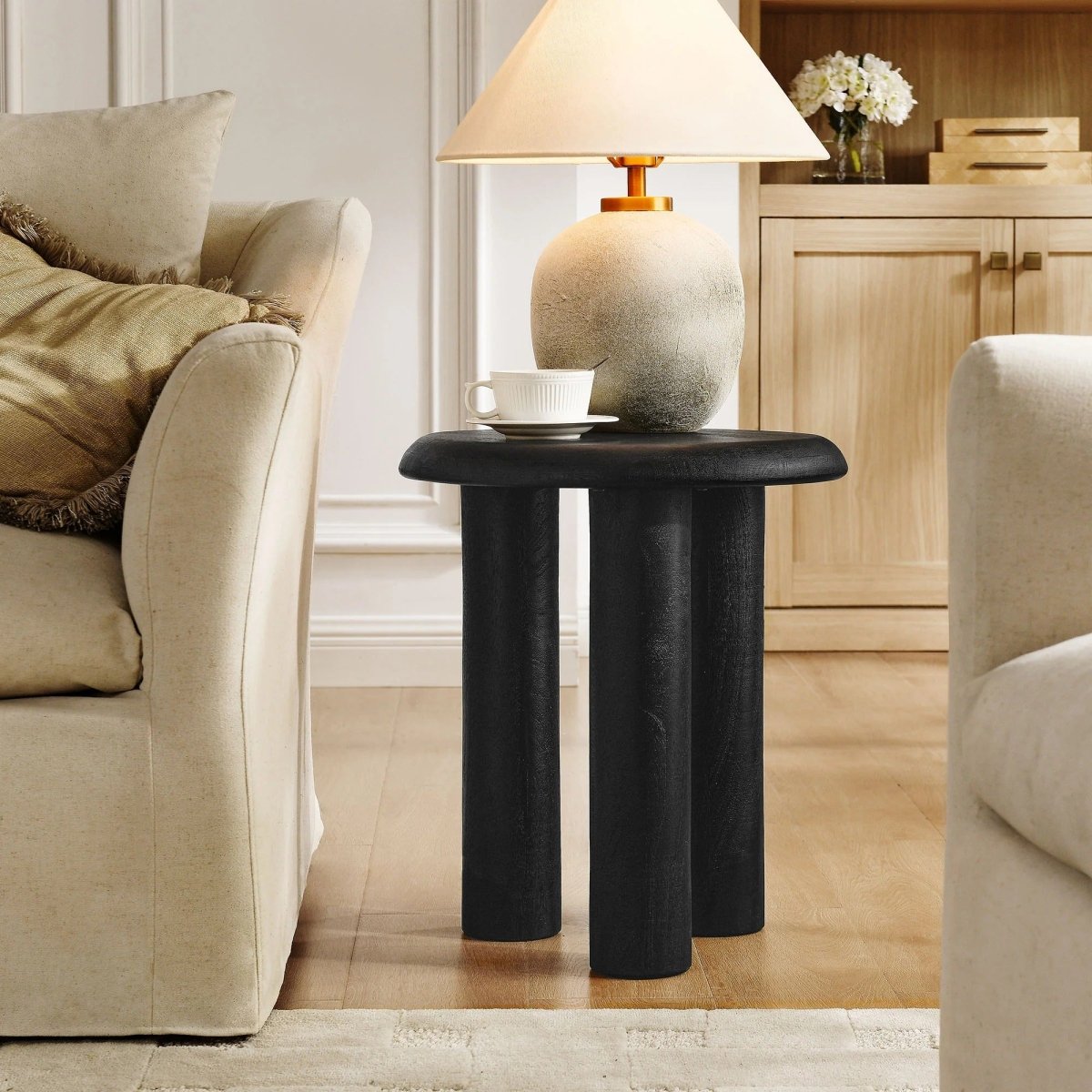 Round Mango Wood Side Table 3 Leg Design – 18 Inch - End & Side Tables available at Alpine Outlets in Denver