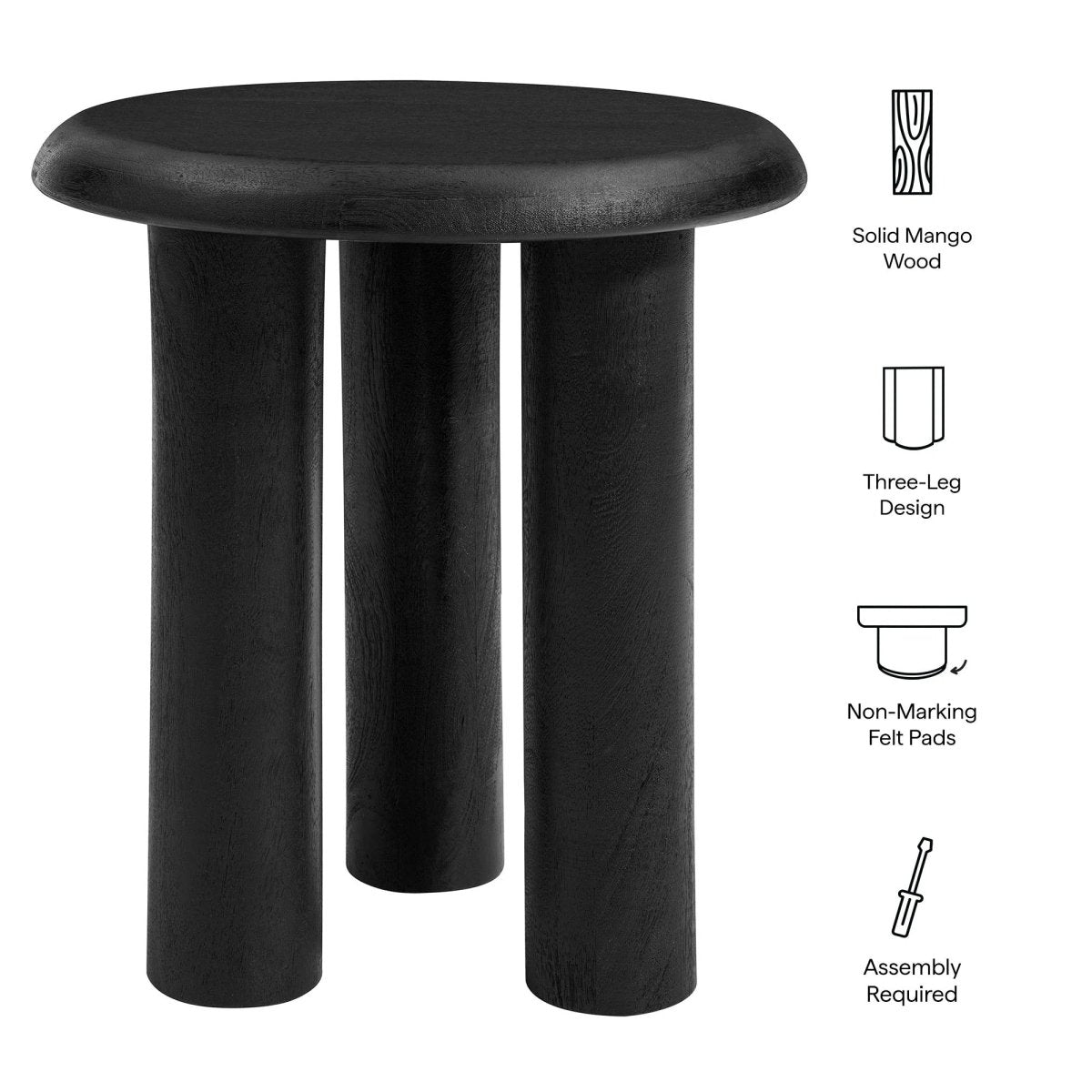 Round Mango Wood Side Table 3 Leg Design – 18 Inch - End & Side Tables available at Alpine Outlets in Denver
