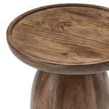 Round Mango Wood Side Table Drum Design – 15 Inch - End & Side Tables available at Alpine Outlets in Denver
