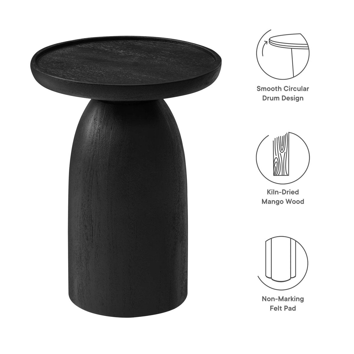 Round Mango Wood Side Table Drum Design – 15 Inch - End & Side Tables available at Alpine Outlets in Denver