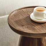 Round Mango Wood Side Table Drum Design – 15 Inch - End & Side Tables available at Alpine Outlets in Denver