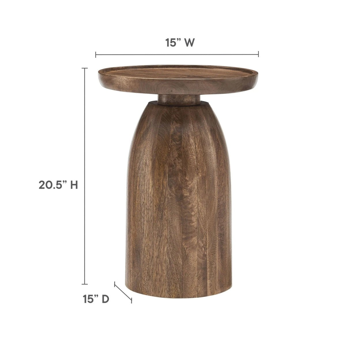 Round Mango Wood Side Table Drum Design – 15 Inch - End & Side Tables available at Alpine Outlets in Denver