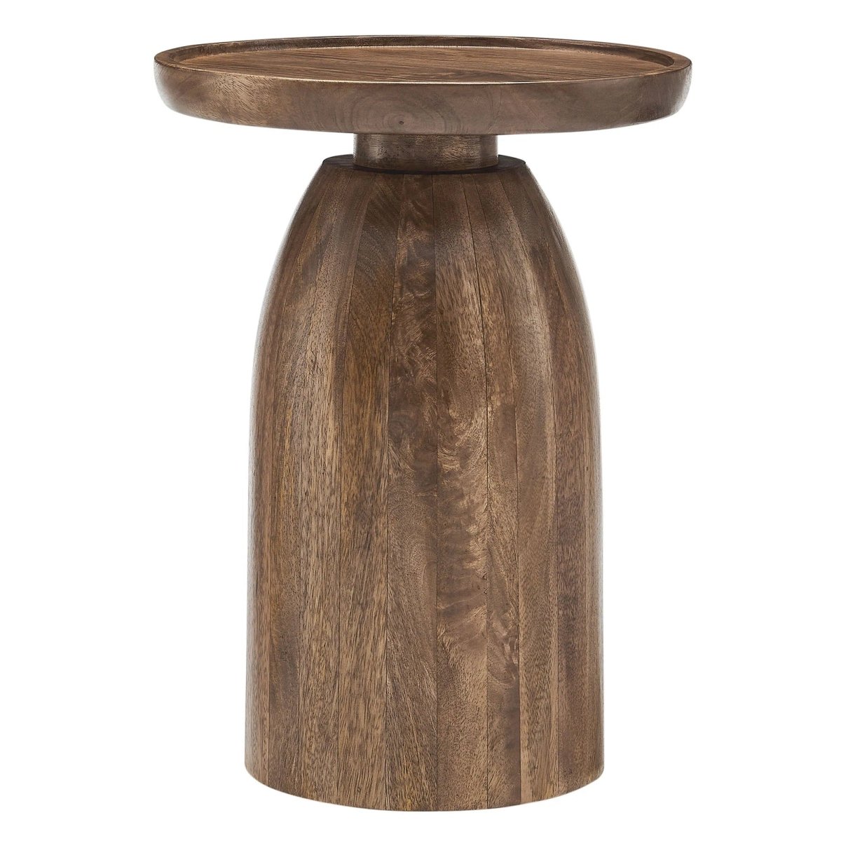 Round Mango Wood Side Table Drum Design – 15 Inch - End & Side Tables available at Alpine Outlets in Denver