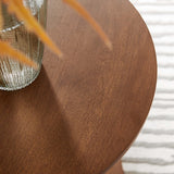 Round Mango Wood Side Table with Pedestal Base – Walnut 18 Inch - End & Side Tables available at Alpine Outlets in Denver