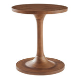 Round Mango Wood Side Table with Pedestal Base – Walnut 18 Inch - End & Side Tables available at Alpine Outlets in Denver