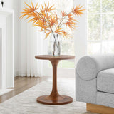 Round Mango Wood Side Table with Pedestal Base – Walnut 18 Inch - End & Side Tables available at Alpine Outlets in Denver