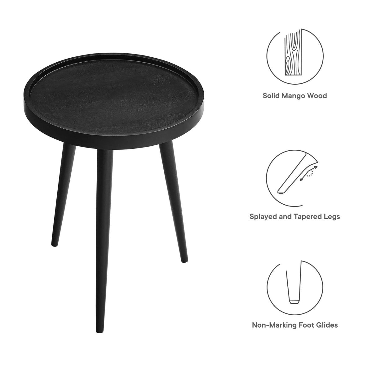 Round Mango Wood Side Table with Tray Top – 18 Inch - End & Side Tables available at Alpine Outlets in Denver