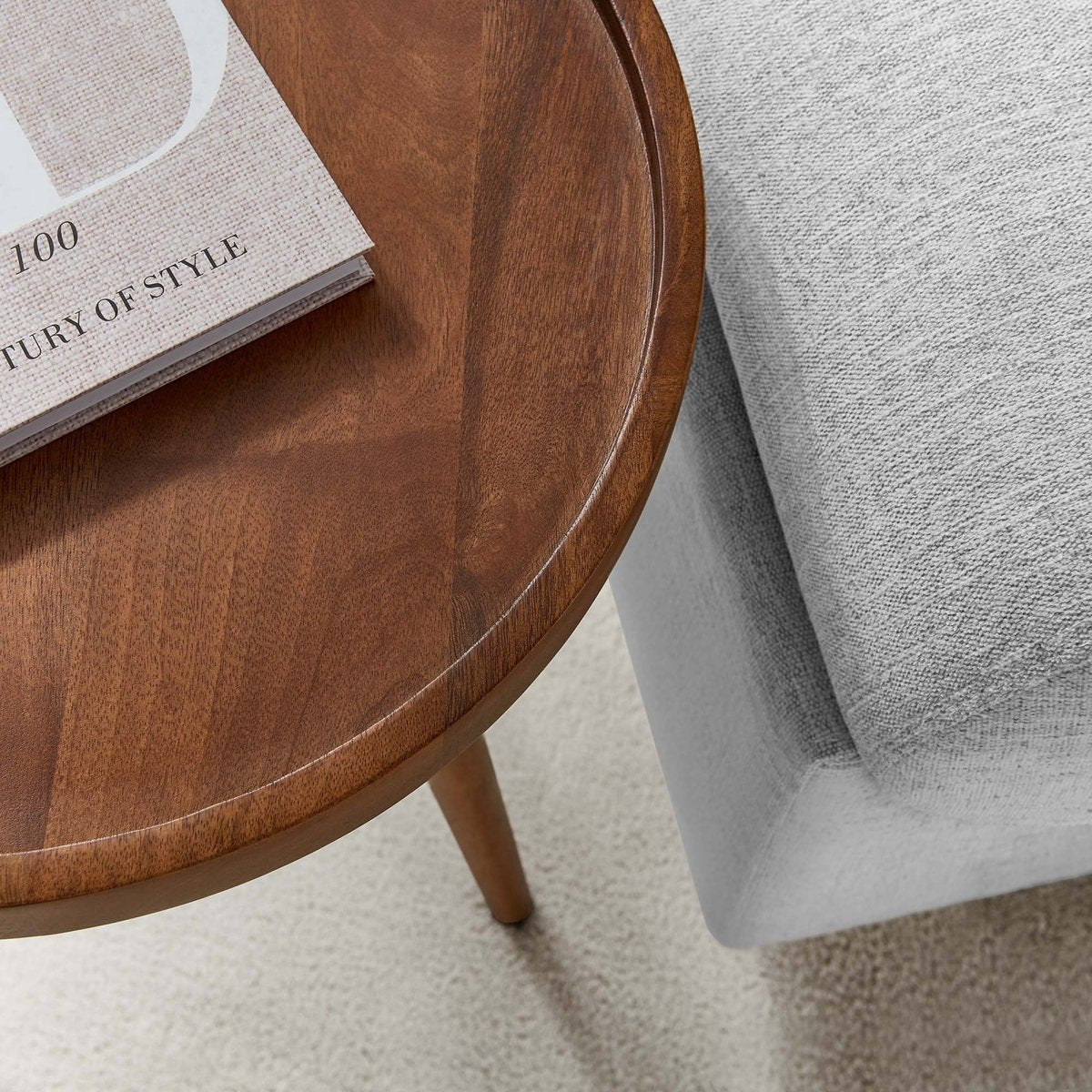 Round Mango Wood Side Table with Tray Top – 18 Inch - End & Side Tables available at Alpine Outlets in Denver