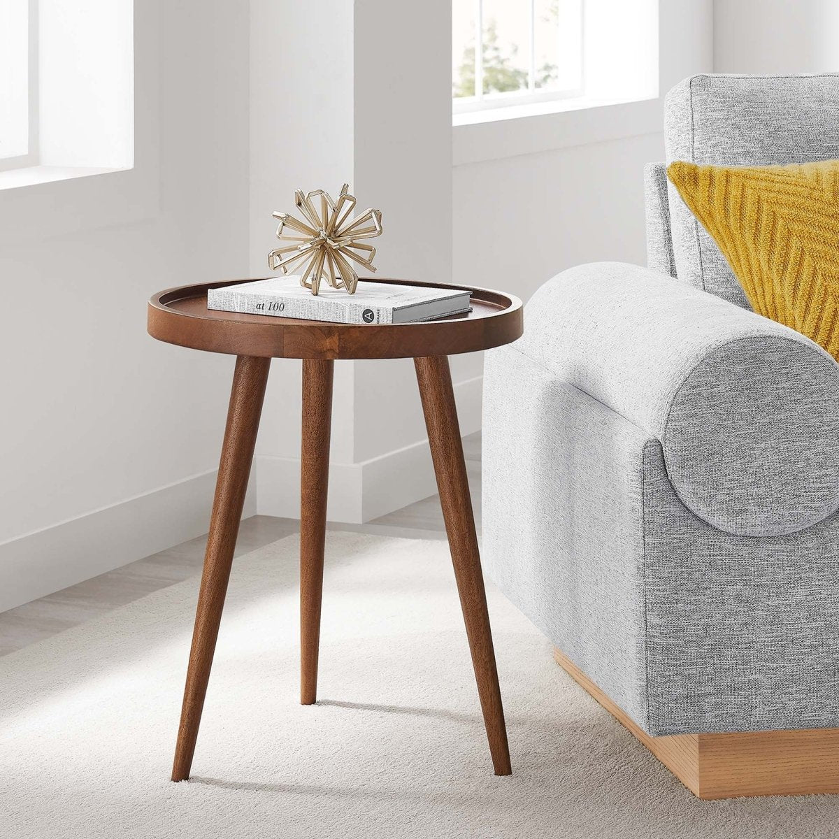 Round Mango Wood Side Table with Tray Top – 18 Inch - End & Side Tables available at Alpine Outlets in Denver