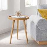 Round Mango Wood Side Table with Tray Top – 18 Inch - End & Side Tables available at Alpine Outlets in Denver