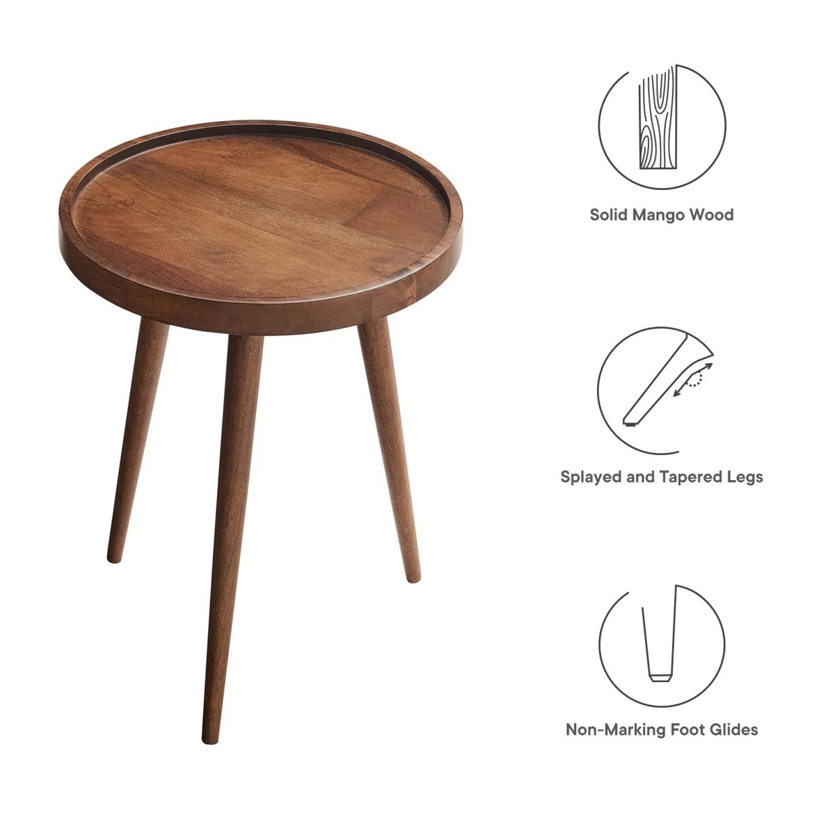 Round Mango Wood Side Table with Tray Top – 18 Inch - End & Side Tables available at Alpine Outlets in Denver