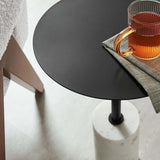 Round Marble Base Side Table with Iron Top – 14 Inch - End & Side Tables available at Alpine Outlets in Denver