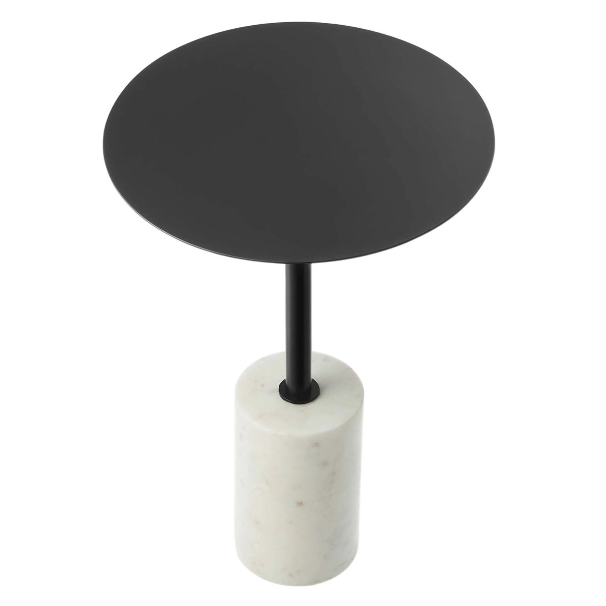 Round Marble Base Side Table with Iron Top – 14 Inch - End & Side Tables available at Alpine Outlets in Denver