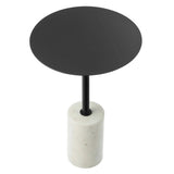 Round Marble Base Side Table with Iron Top – 14 Inch - End & Side Tables available at Alpine Outlets in Denver