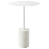 Round Marble Base Side Table with Iron Top – 14 Inch - End & Side Tables available at Alpine Outlets in Denver