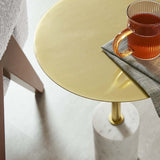 Round Marble Base Side Table with Iron Top – 14 Inch - End & Side Tables available at Alpine Outlets in Denver