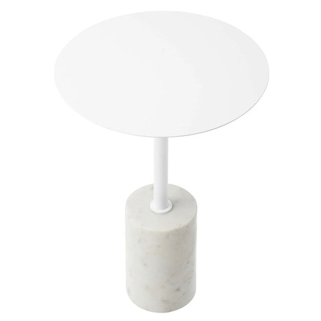 Round Marble Base Side Table with Iron Top – 14 Inch - End & Side Tables available at Alpine Outlets in Denver