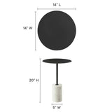 Round Marble Base Side Table with Iron Top – 14 Inch - End & Side Tables available at Alpine Outlets in Denver