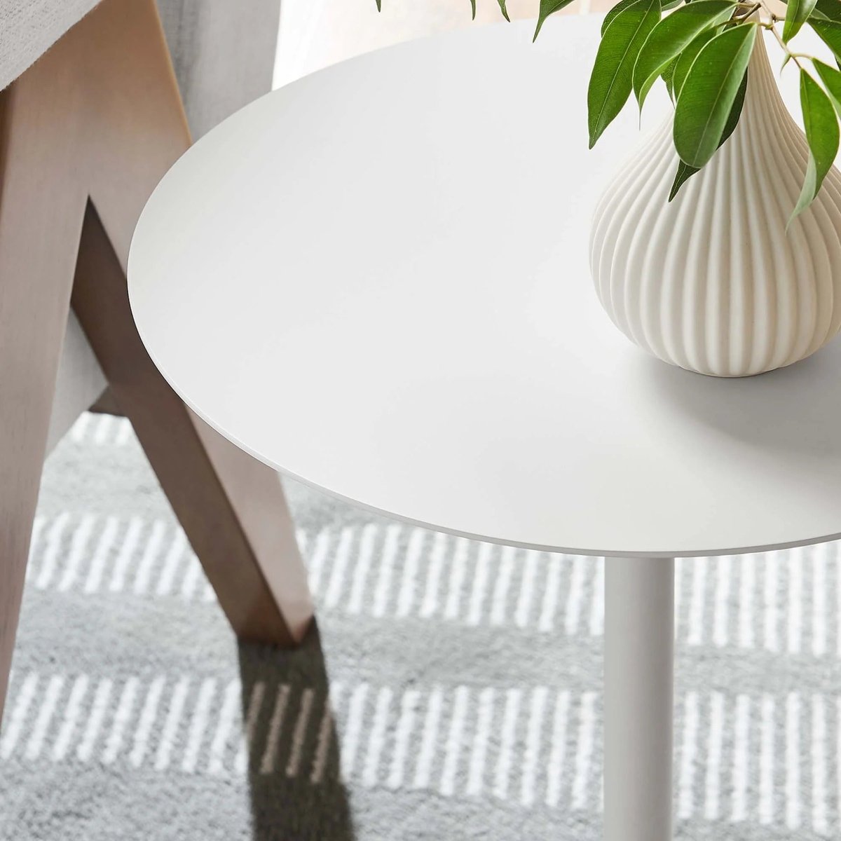 Round Marble Base Side Table with Iron Top – White 14 Inch - End & Side Tables available at Alpine Outlets in Denver