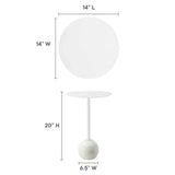 Round Marble Base Side Table with Iron Top – White 14 Inch - End & Side Tables available at Alpine Outlets in Denver