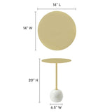 Round Marble Base Side Table with Iron Top – White 14 Inch - End & Side Tables available at Alpine Outlets in Denver