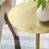 Round Marble Base Side Table with Iron Top – White 14 Inch - End & Side Tables available at Alpine Outlets in Denver