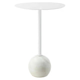 Round Marble Base Side Table with Iron Top – White 14 Inch - End & Side Tables available at Alpine Outlets in Denver