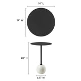 Round Marble Base Side Table with Iron Top – White 14 Inch - End & Side Tables available at Alpine Outlets in Denver
