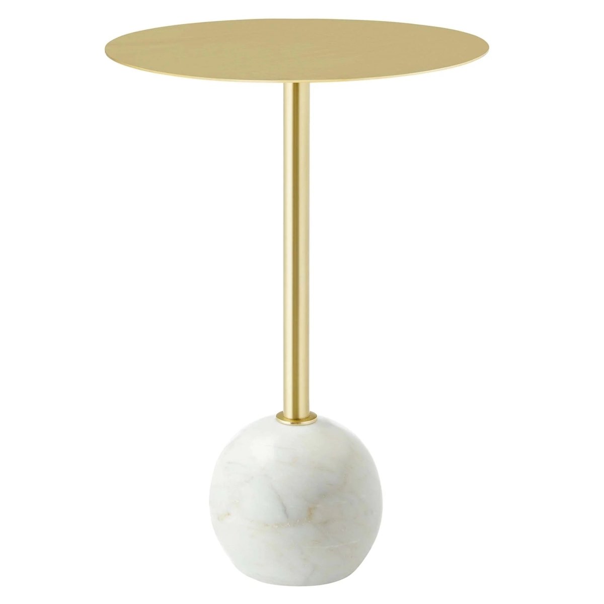 Round Marble Base Side Table with Iron Top – White 14 Inch - End & Side Tables available at Alpine Outlets in Denver