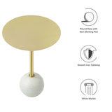 Round Marble Base Side Table with Iron Top – White 14 Inch - End & Side Tables available at Alpine Outlets in Denver