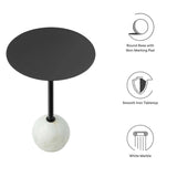 Round Marble Base Side Table with Iron Top – White 14 Inch - End & Side Tables available at Alpine Outlets in Denver