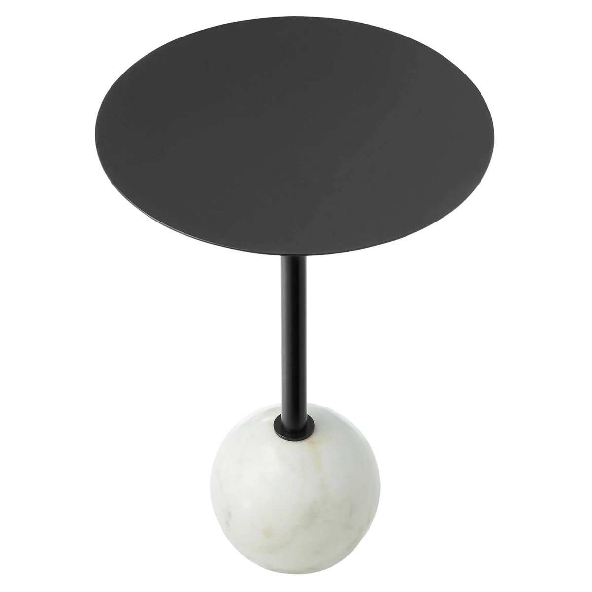 Round Marble Base Side Table with Iron Top – White 14 Inch - End & Side Tables available at Alpine Outlets in Denver
