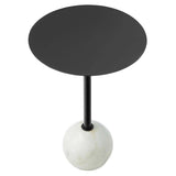 Round Marble Base Side Table with Iron Top – White 14 Inch - End & Side Tables available at Alpine Outlets in Denver