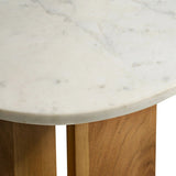 Round Marble Top Side Table with Acacia Wood Base – 18 Inch - End & Side Tables available at Alpine Outlets in Denver