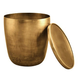 Round Metal Storage Side Table with Lid – Brass 19 Inch - End & Side Tables available at Alpine Outlets in Denver