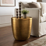 Round Metal Storage Side Table with Lid – Brass 19 Inch - End & Side Tables available at Alpine Outlets in Denver