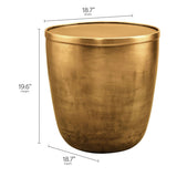 Round Metal Storage Side Table with Lid – Brass 19 Inch - End & Side Tables available at Alpine Outlets in Denver