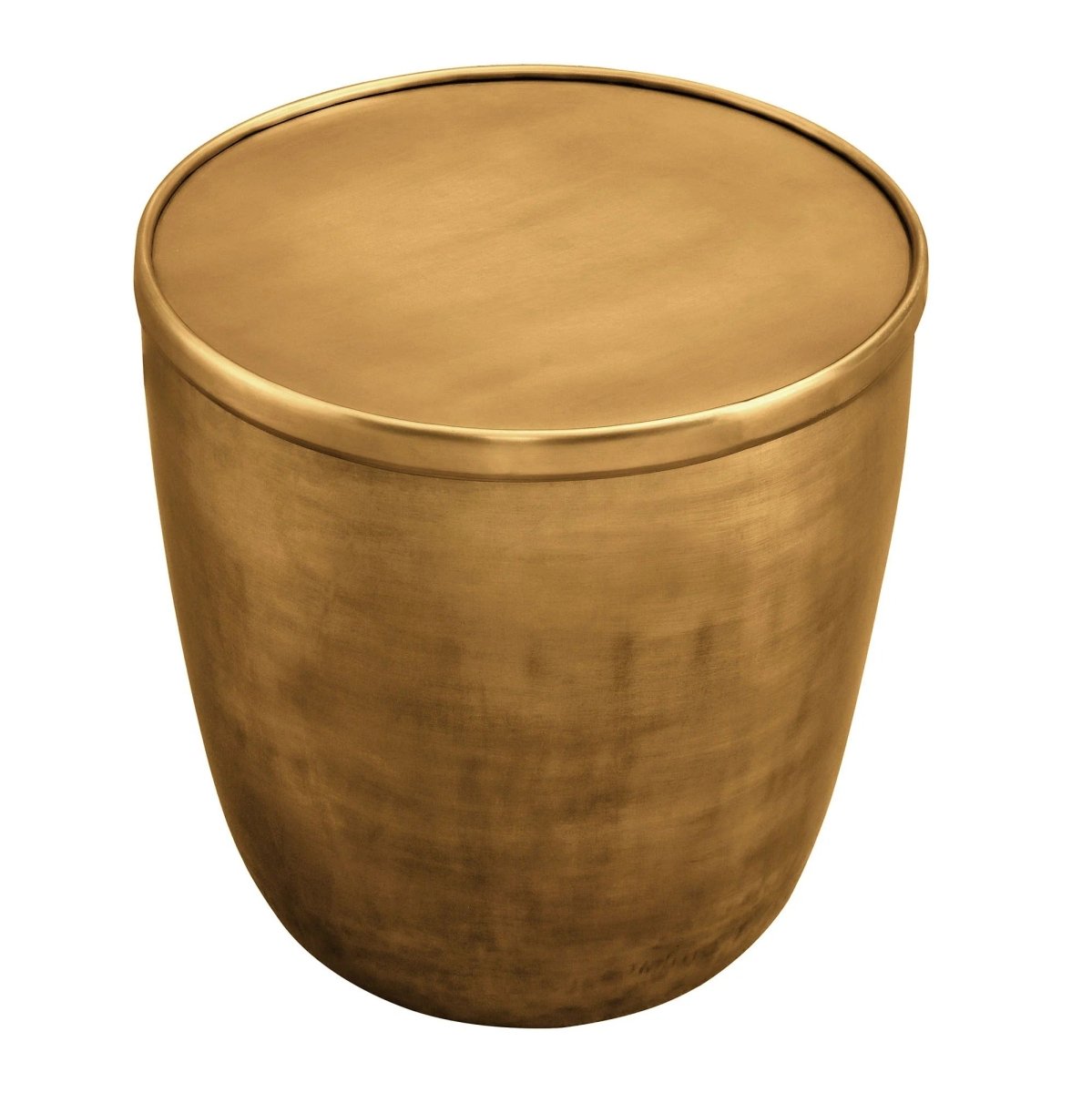 Round Metal Storage Side Table with Lid – Brass 19 Inch - End & Side Tables available at Alpine Outlets in Denver