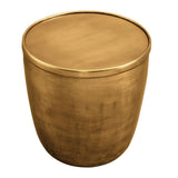 Round Metal Storage Side Table with Lid – Brass 19 Inch - End & Side Tables available at Alpine Outlets in Denver