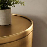 Round Metal Storage Side Table with Lid – Brass 19 Inch - End & Side Tables available at Alpine Outlets in Denver