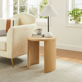Round Oak Wood Side Table with Arched Legs – 19 Inch - End & Side Tables available at Alpine Outlets in Denver