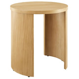 Round Oak Wood Side Table with Arched Legs – 19 Inch - End & Side Tables available at Alpine Outlets in Denver