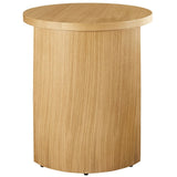 Round Oak Wood Side Table with Arched Legs – 19 Inch - End & Side Tables available at Alpine Outlets in Denver