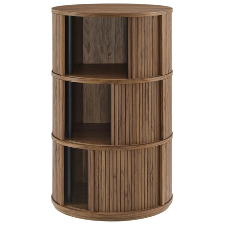 Round Pedestal Storage Table with Tambour Doors – 23 Inch - End & Side Tables available at Alpine Outlets in Denver