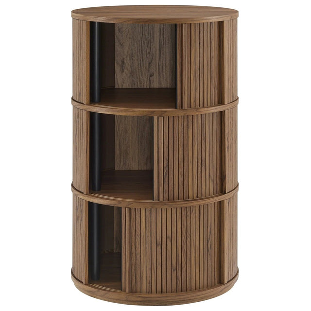 Round Pedestal Storage Table with Tambour Doors – 23 Inch - End & Side Tables available at Alpine Outlets in Denver
